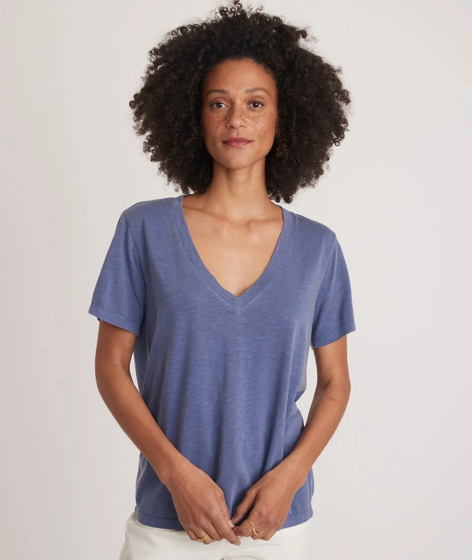 Boyfriend V-Neck Tee in Navy Blue sold by Marine Layer