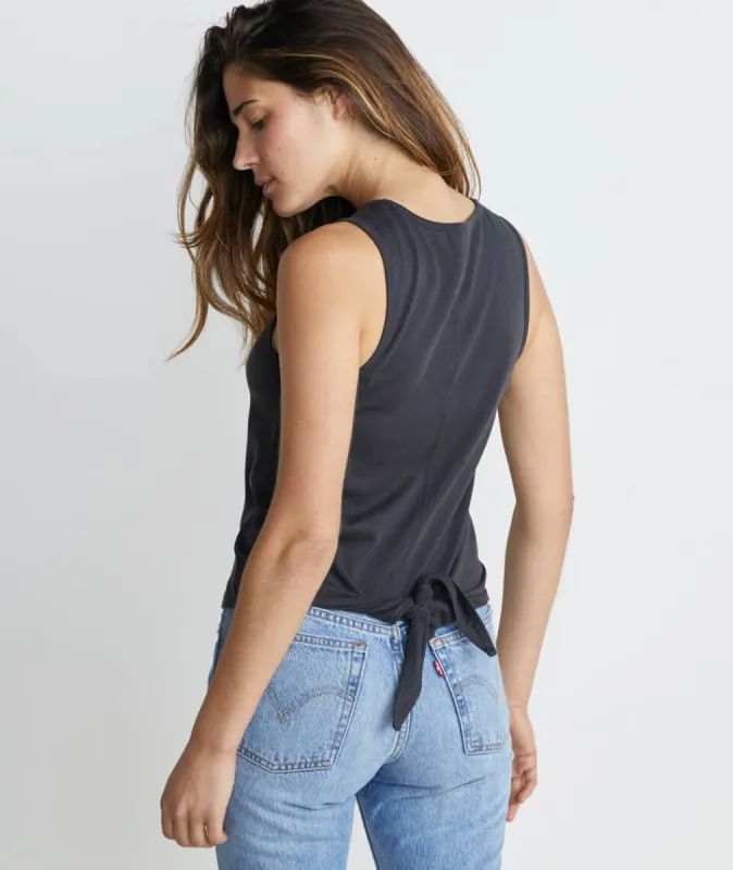 Lori Tie Back Tank in Faded Black sold by Marine Layer
