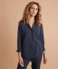 Angie Relaxed Shirt in Black/Blue Stripe sold by Marine Layer