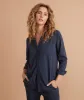 Angie Relaxed Shirt in Black/Blue Stripe sold by Marine Layer