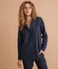 Angie Relaxed Shirt in Black/Blue Stripe sold by Marine Layer