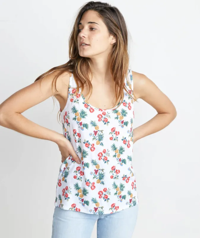 Logan Tank in Pineapple Floral sold by Marine Layer