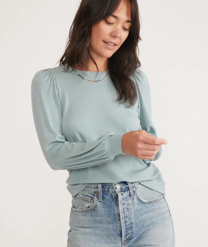 Lexi Rib Puff Sleeve Top made by Marine Layer