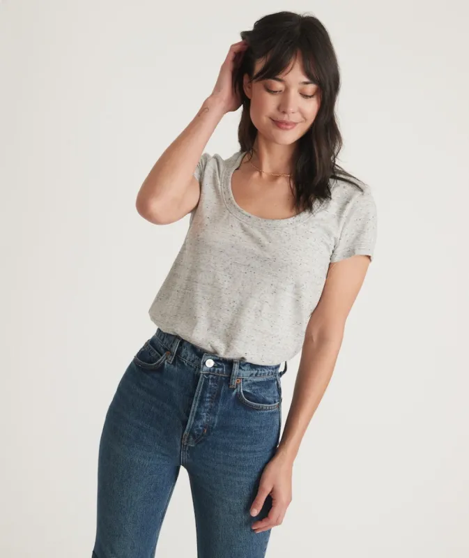 Scoop Neck Tee in Ash Neps sold by Marine Layer