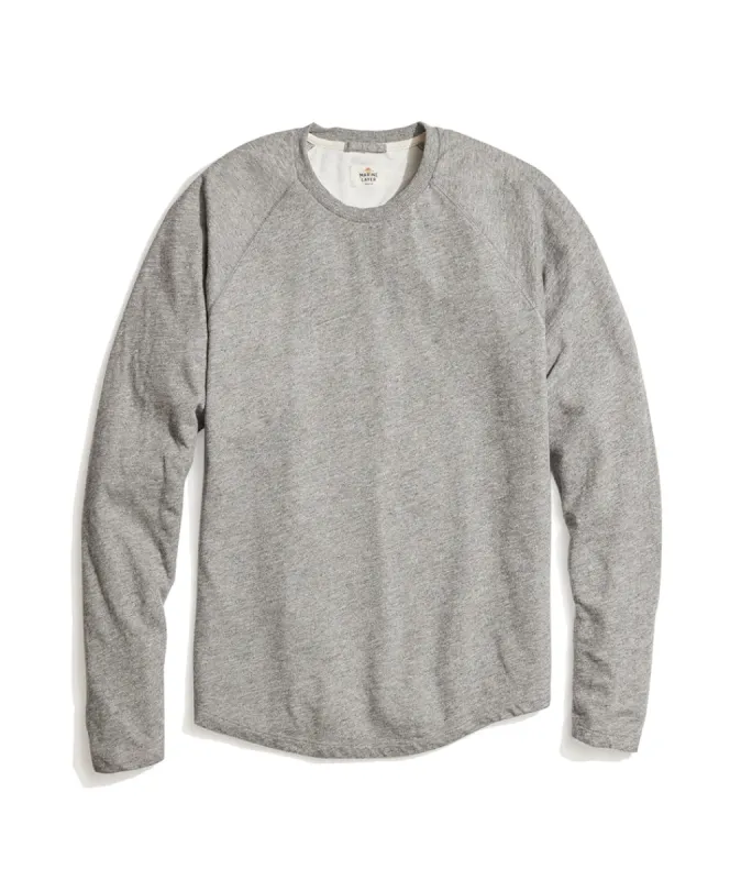 Double Knit Baseball Raglan in Heather Grey sold by Marine Layer