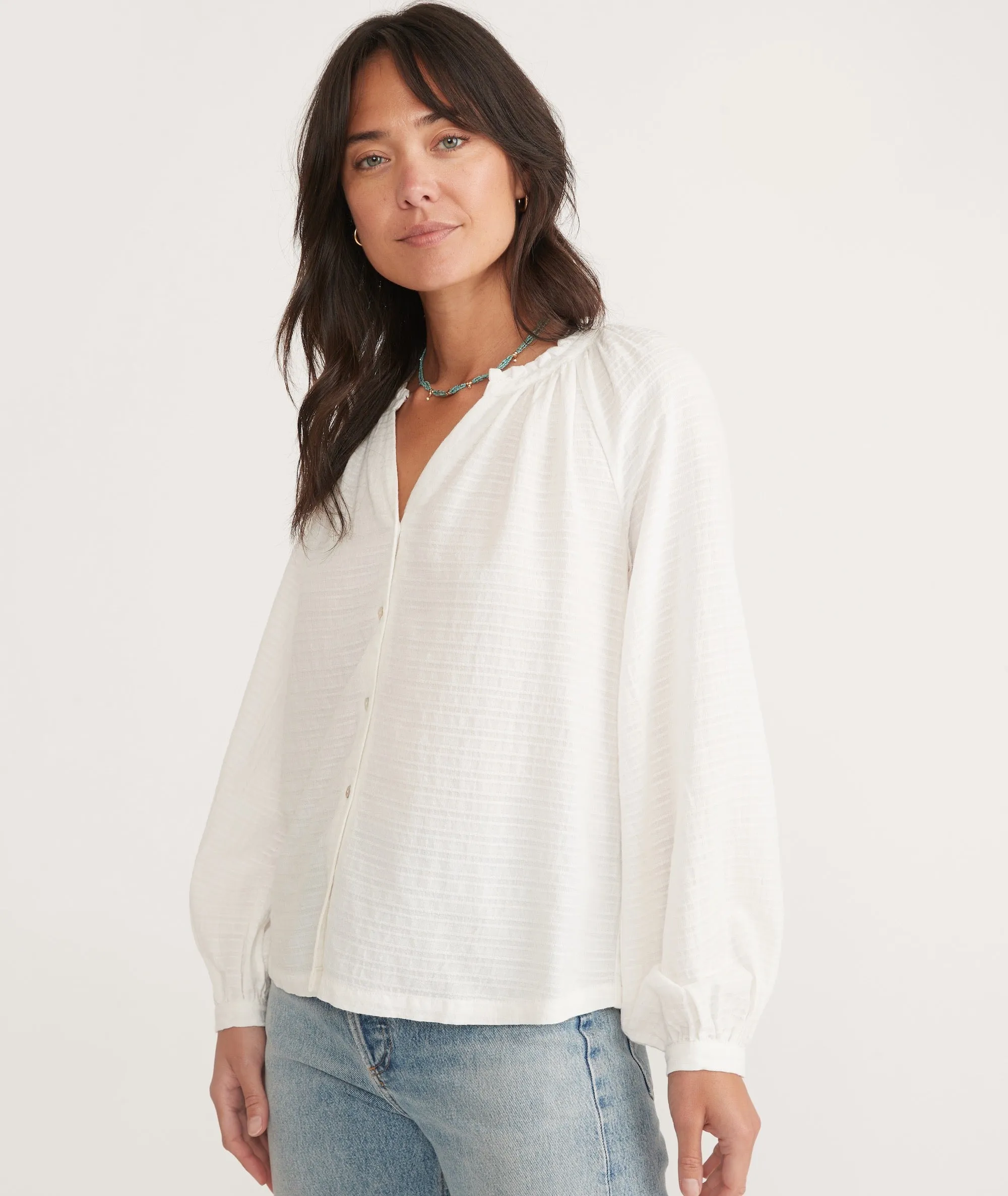 Nixi Collarless Blouse sold by Marine Layer product image thumbnail 3