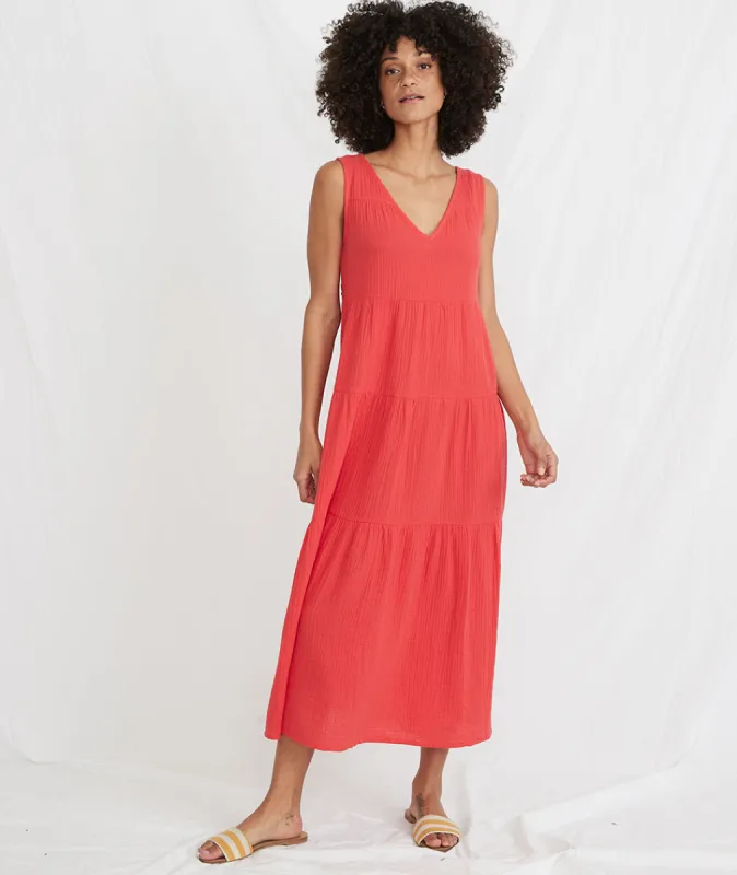Corinne Maxi Dress in Poppy Red sold by Marine Layer
