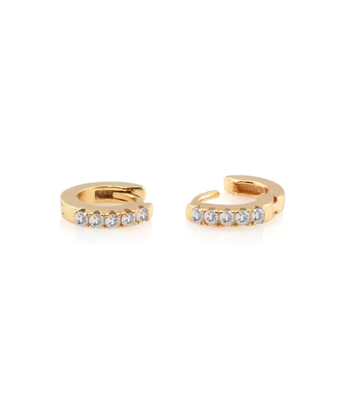 Kris Nations Pave Huggie Hoop Earrings sold by Marine Layer