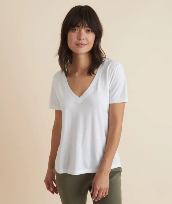 Boyfriend V-Neck in White sold by Marine Layer