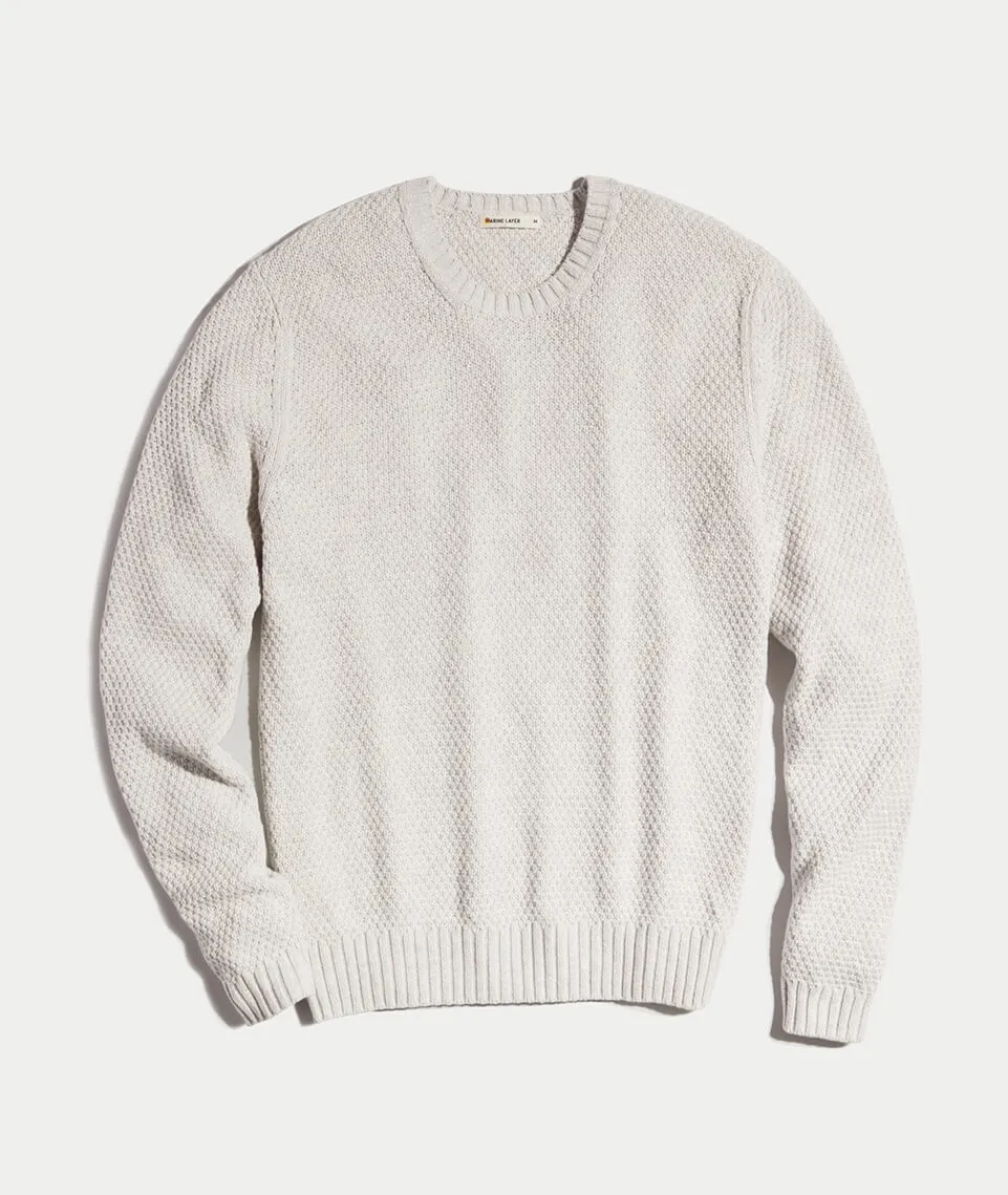 Prescott Sweater in Light Heather sold by Marine Layer