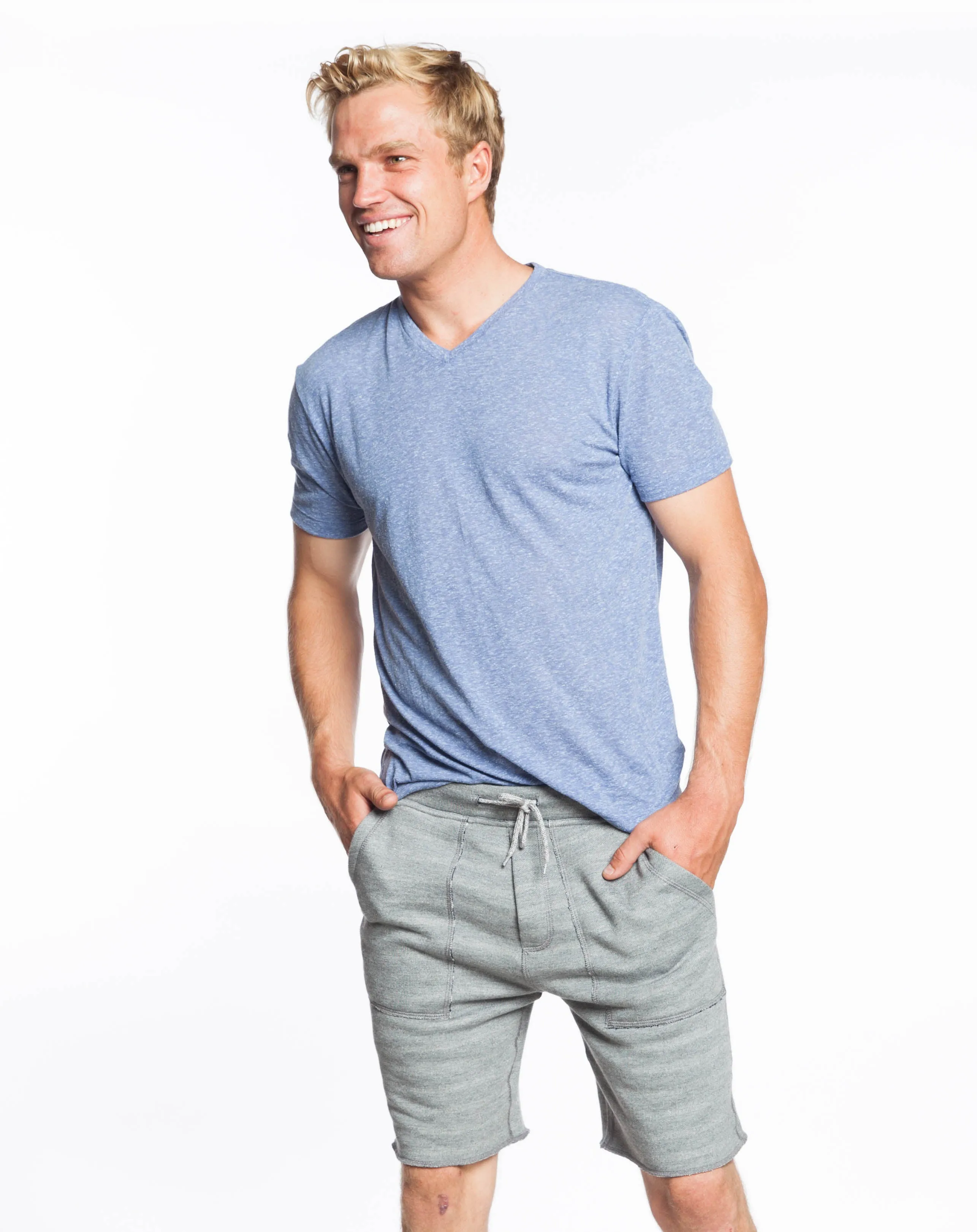 Melange V-Neck Tee - Periwinkle sold by Marine Layer