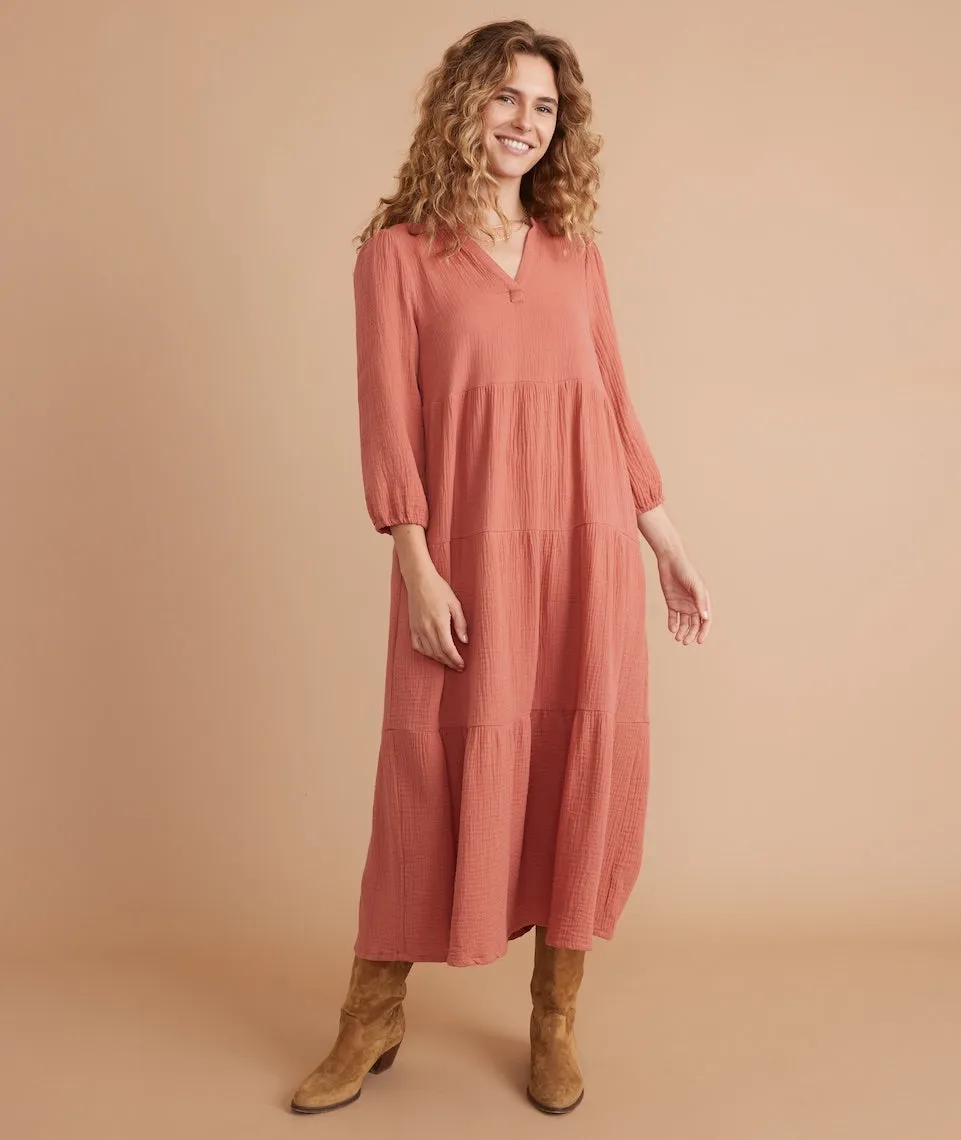 Annabella Maxi Dress in Rosewood sold by Marine Layer