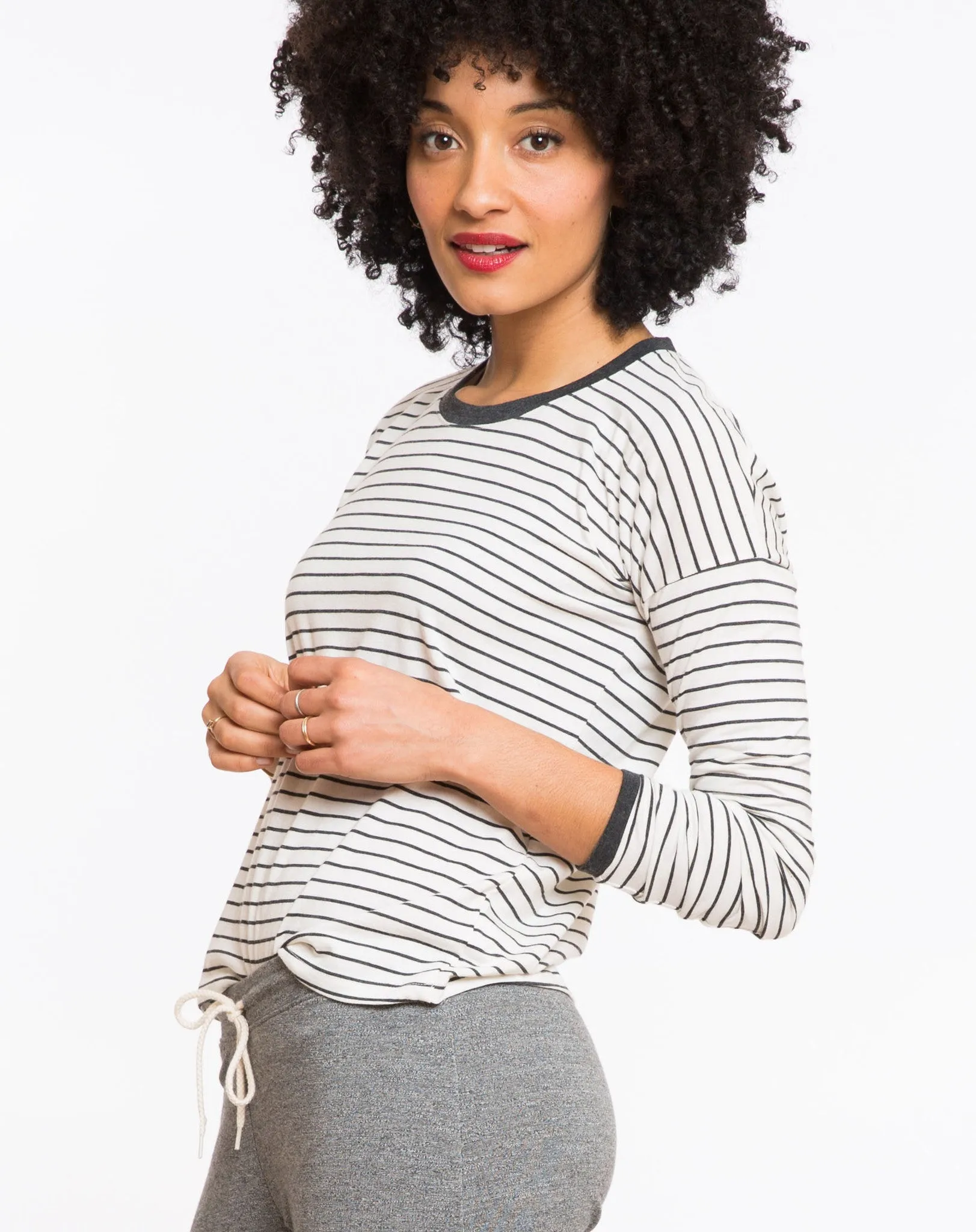 BEA STRIPED LONGSLEEVE CREW sold by Marine Layer product image thumbnail 3