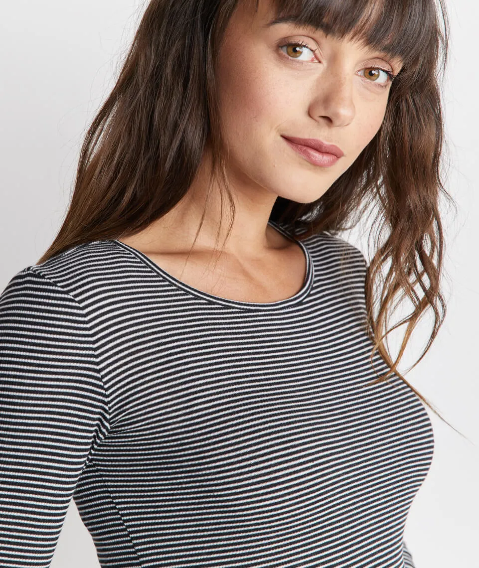 Longsleeve Lila Rib Crew in Black/Cream sold by Marine Layer product image thumbnail 2