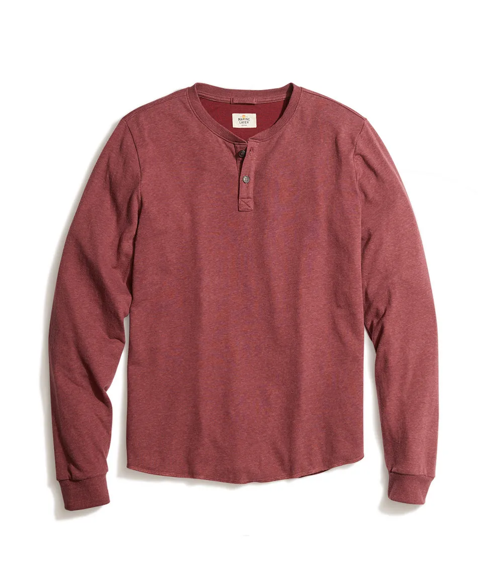 Double Knit Henley in Tawny Port sold by Marine Layer