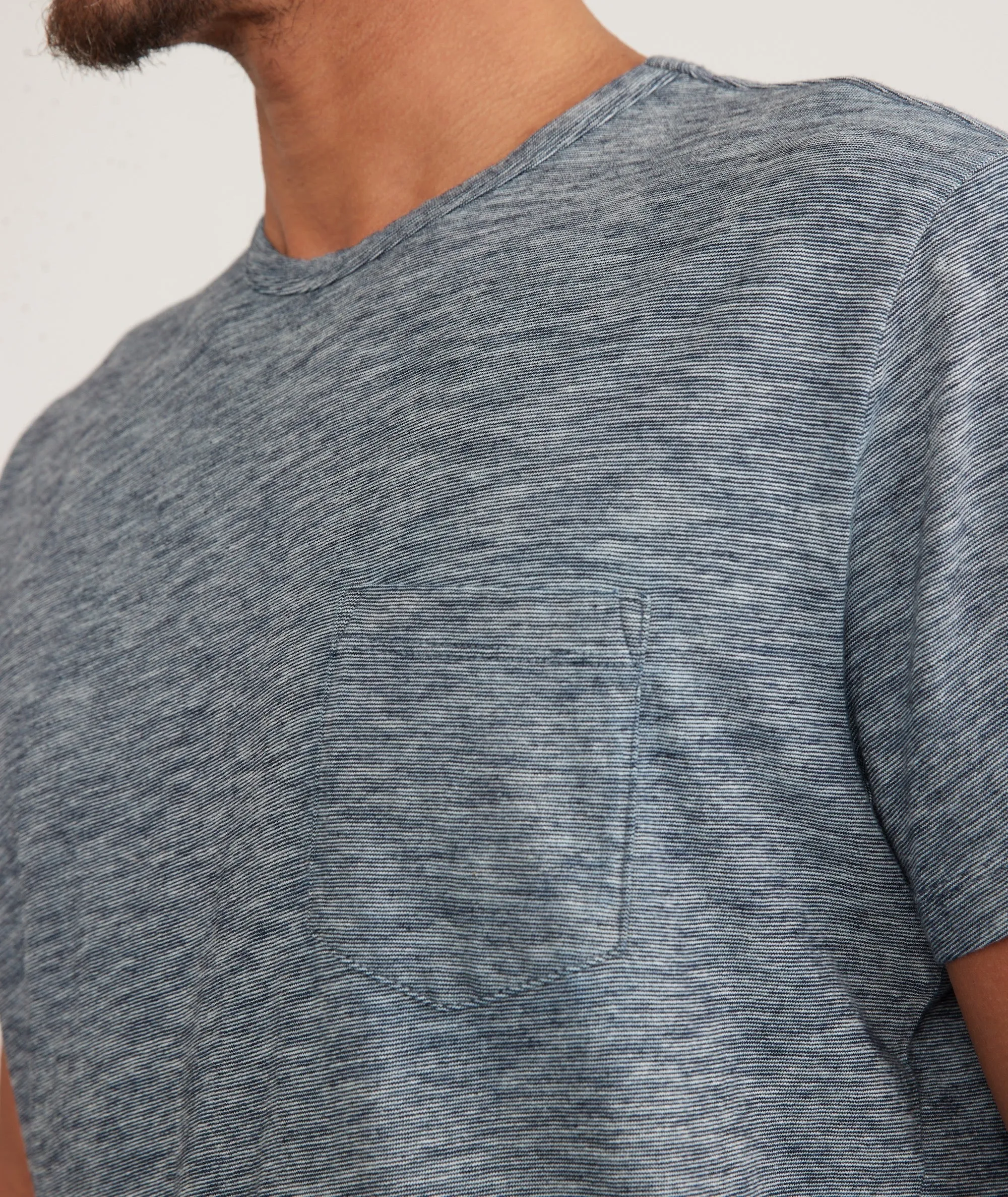 Signature Crew Tee in Indigo Space Dye Stripe sold by Marine Layer product image thumbnail 3