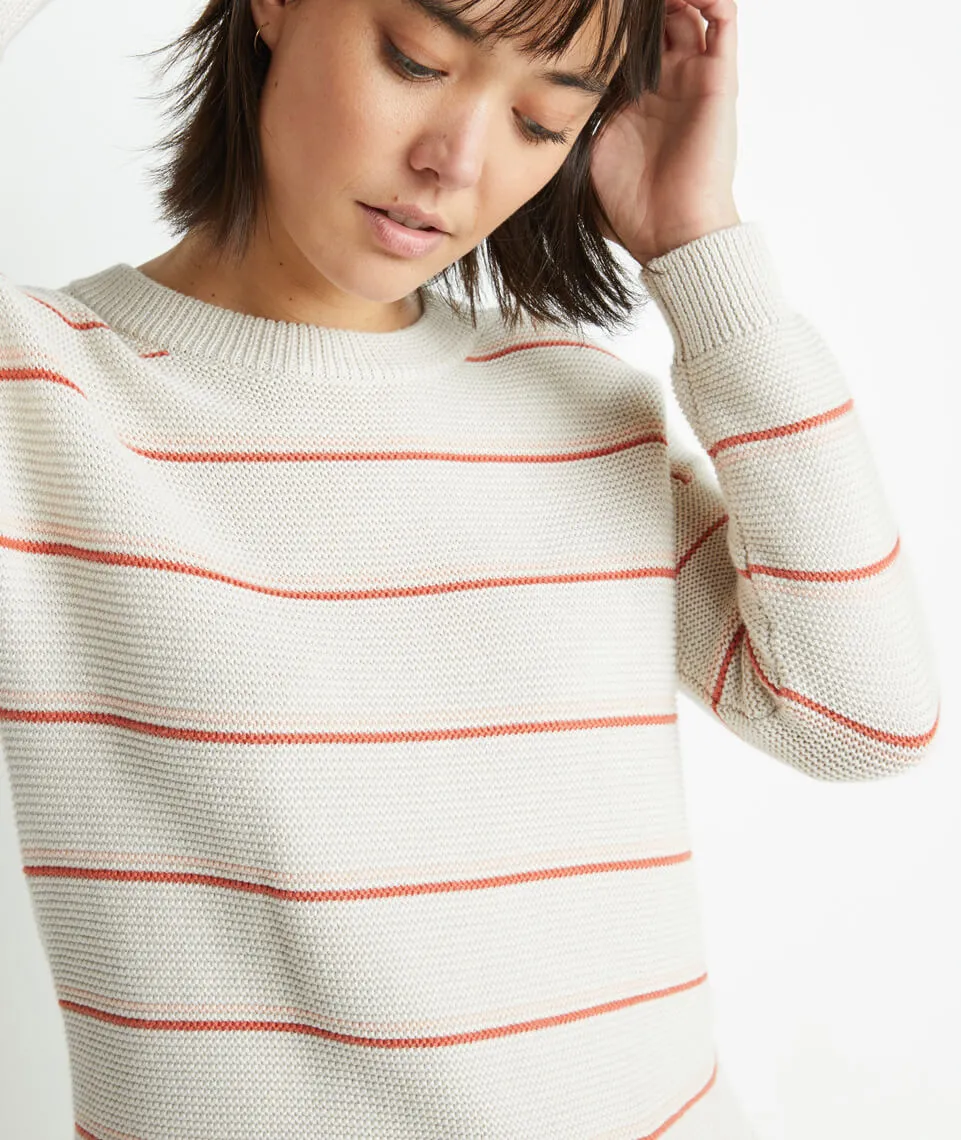Nina Crewneck Sweater in Oatmeal Heather/Coral Gold sold by Marine Layer product image thumbnail 5