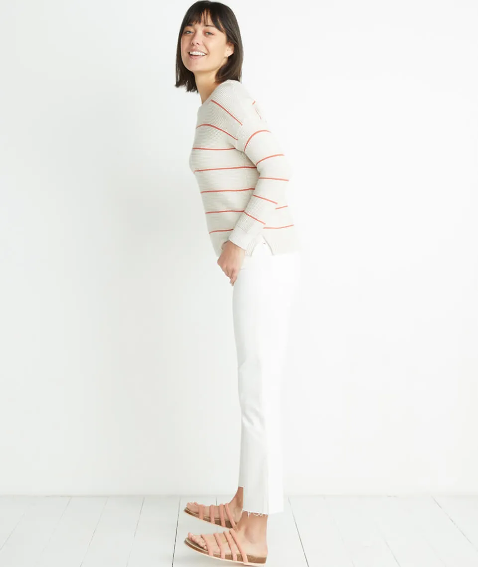 Nina Crewneck Sweater in Oatmeal Heather/Coral Gold sold by Marine Layer product image thumbnail 3