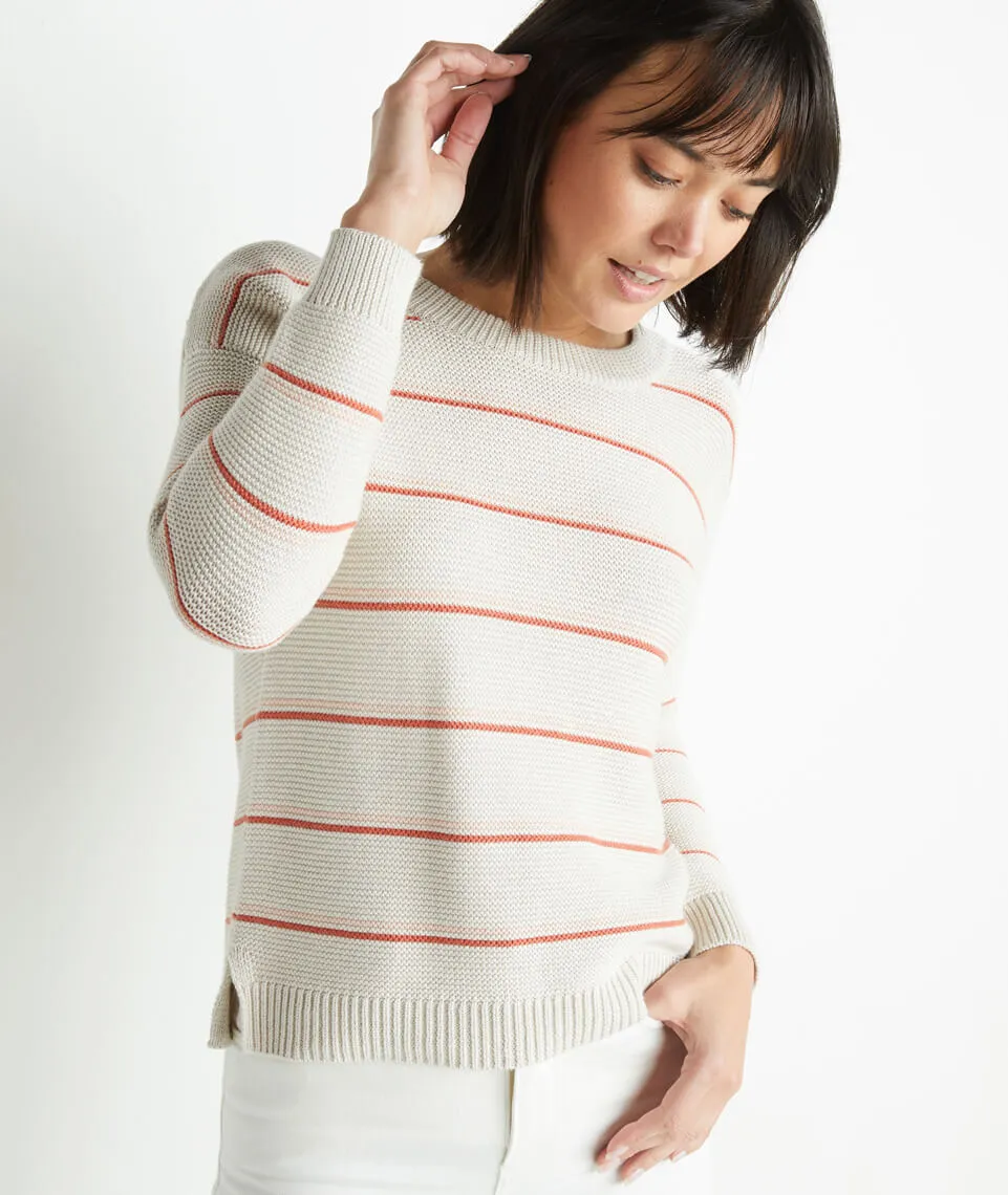 Nina Crewneck Sweater in Oatmeal Heather/Coral Gold sold by Marine Layer product image thumbnail 2