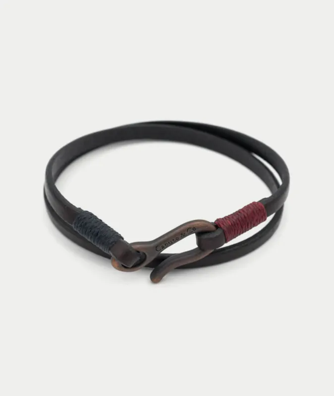 Caputo & Co. Easy Leather Double Wrap in Syrah/Navy/Natural sold by Marine Layer