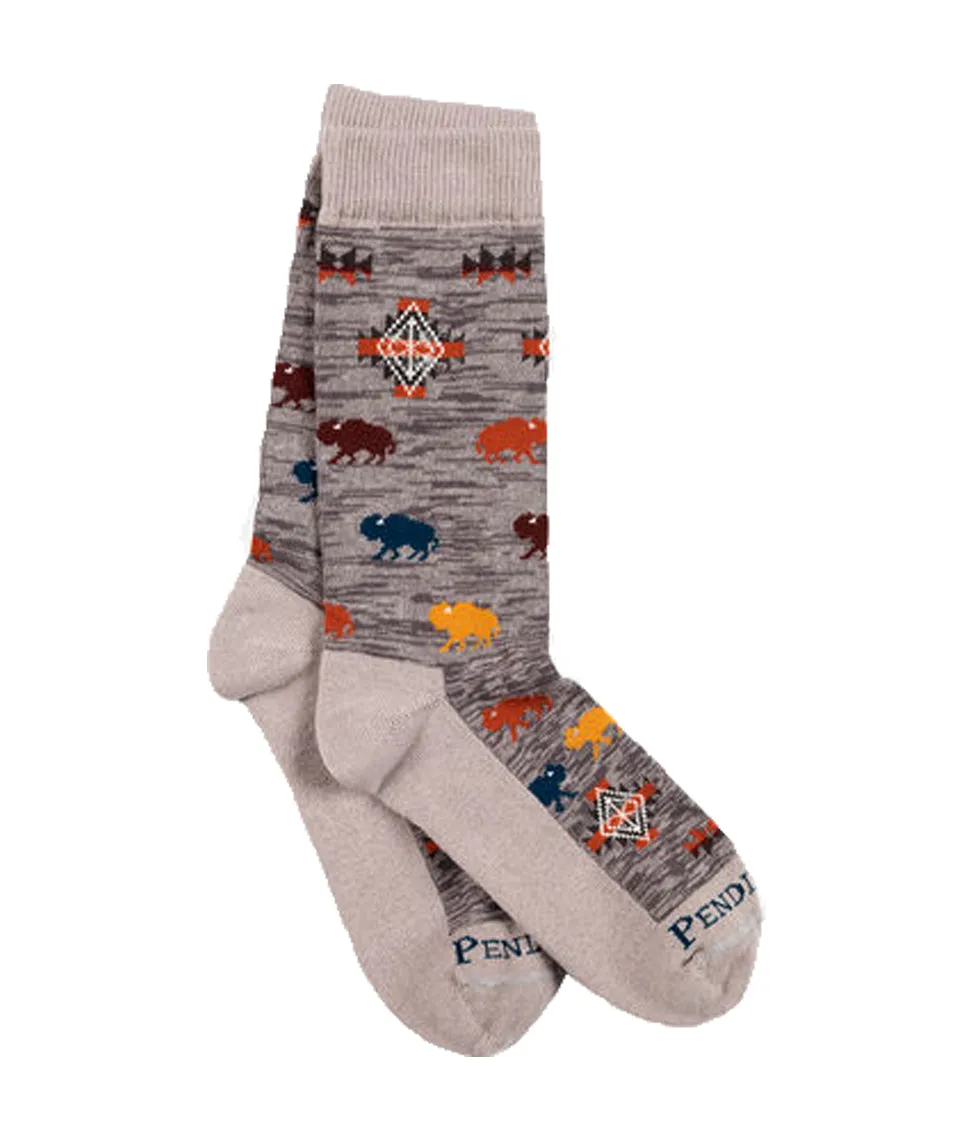 Pendleton Prairie Rush Hour Sock in Grey sold by Marine Layer