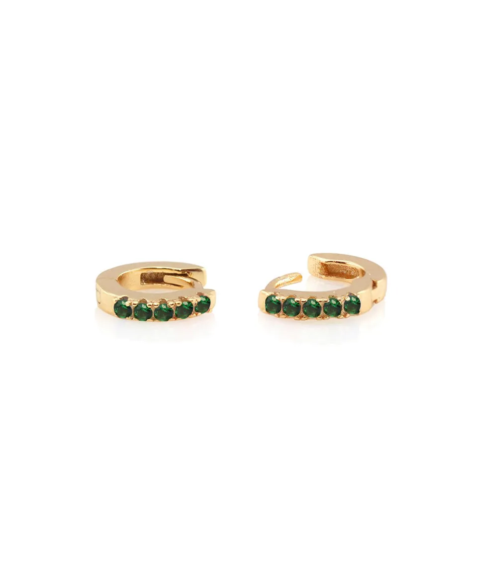 Kris Nations Pave Huggie Hoop Earrings in Emerald/Gold sold by Marine Layer product image thumbnail 2