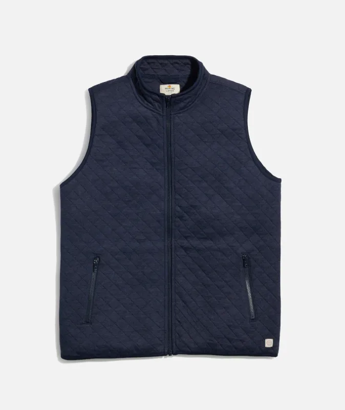 Men's Corbet Full Zip Vest in Navy sold by Marine Layer