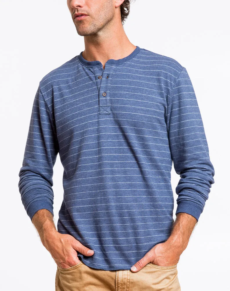 Double Knit Henley - Navy and White Stripe sold by Marine Layer product image thumbnail 2