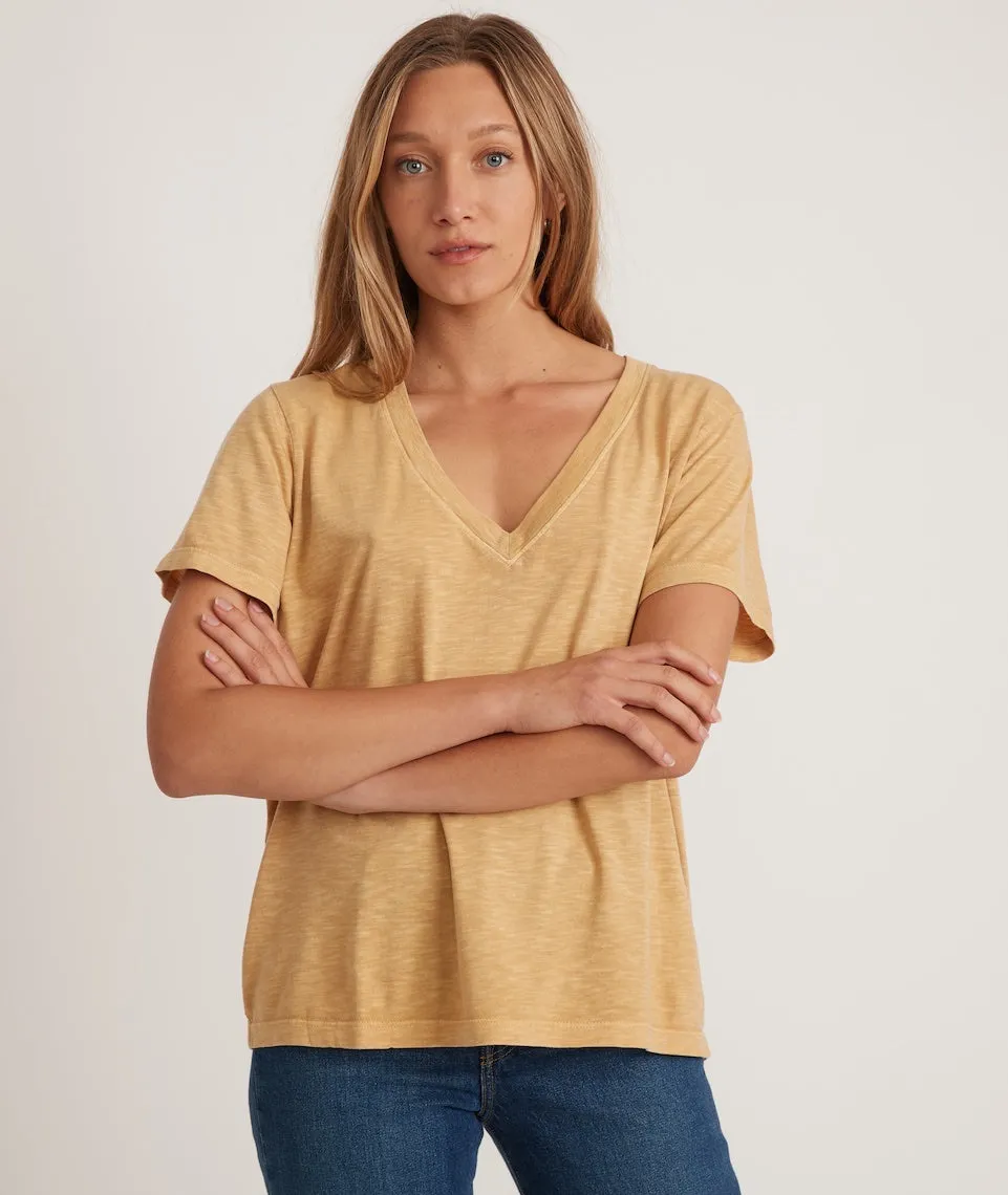 Boyfriend V-Neck Tee in Bright Gold sold by Marine Layer product image thumbnail 3