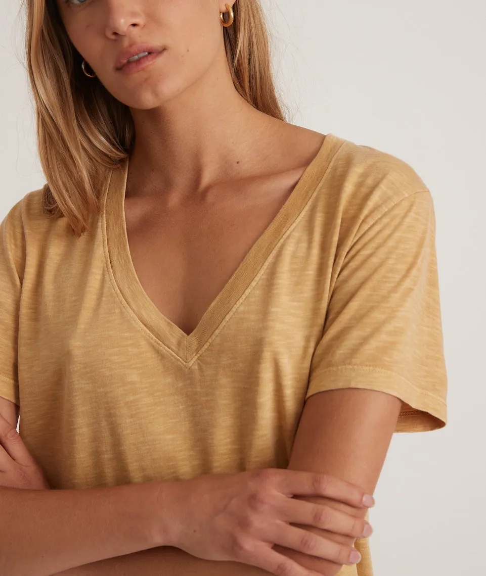 Boyfriend V-Neck Tee in Bright Gold sold by Marine Layer product image thumbnail 4