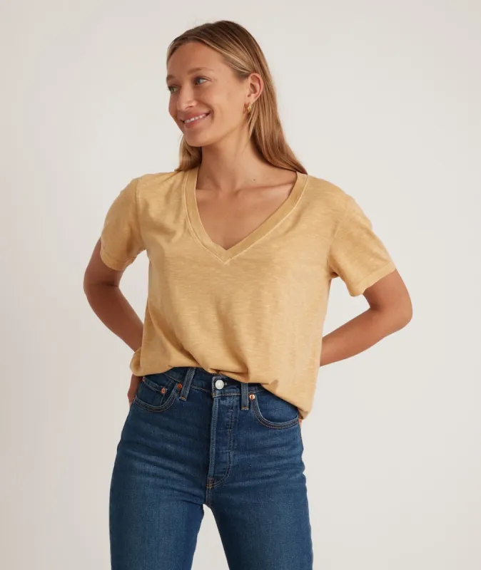 Boyfriend V-Neck Tee in Bright Gold sold by Marine Layer