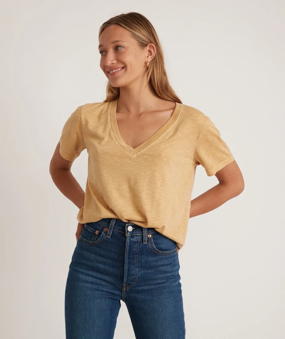 Boyfriend V-Neck Tee in Bright Gold sold by Marine Layer