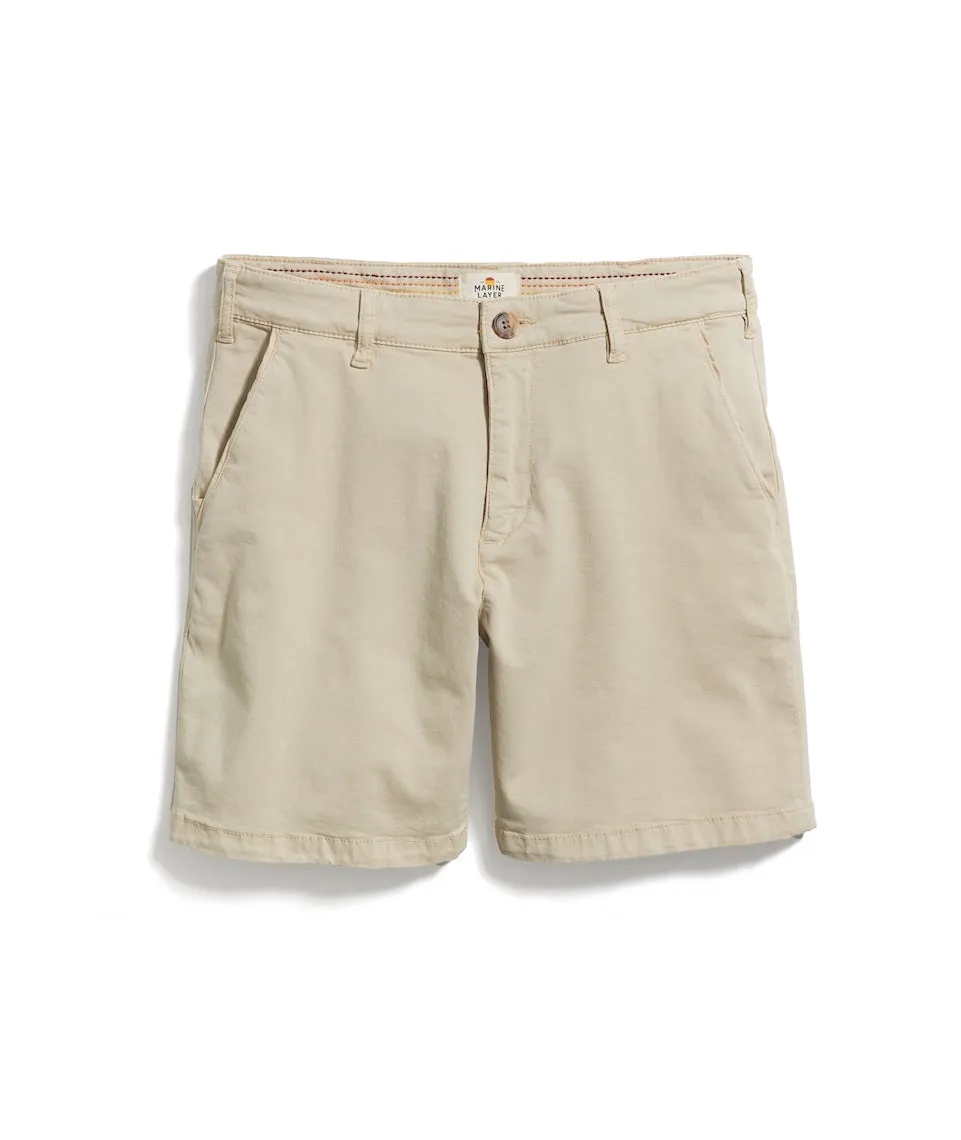 7" Stretch Twill Chino Short in Faded Khaki sold by Marine Layer