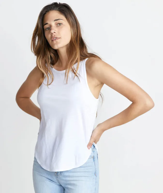 Side Tulip Tank in White sold by Marine Layer