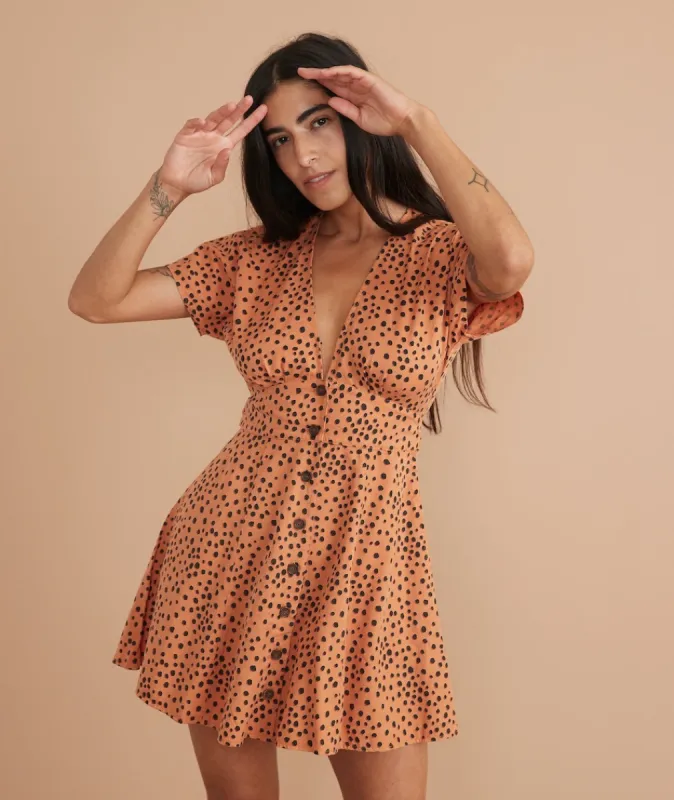 Camila Mini Dress in Abstract Cheetah Print sold by Marine Layer