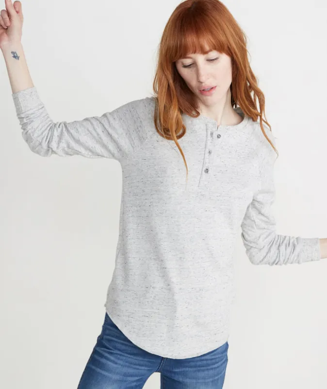 Double Knit Henley in Light Heather Ash sold by Marine Layer