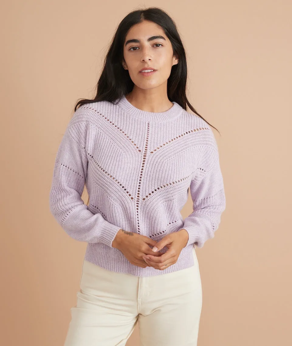 Olivia Crewneck Sweater in Lavender Heather sold by Marine Layer
