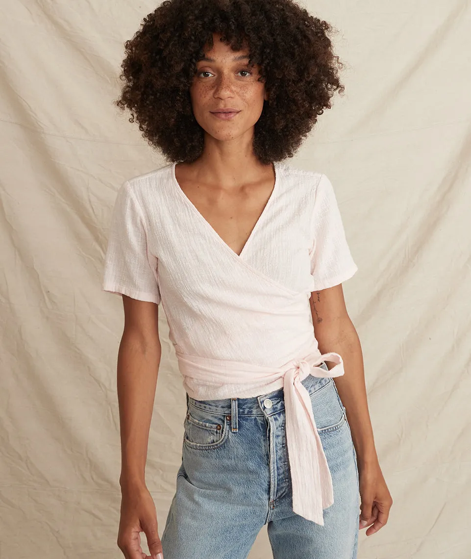 Marilyn Wrap Top in Rosewater sold by Marine Layer