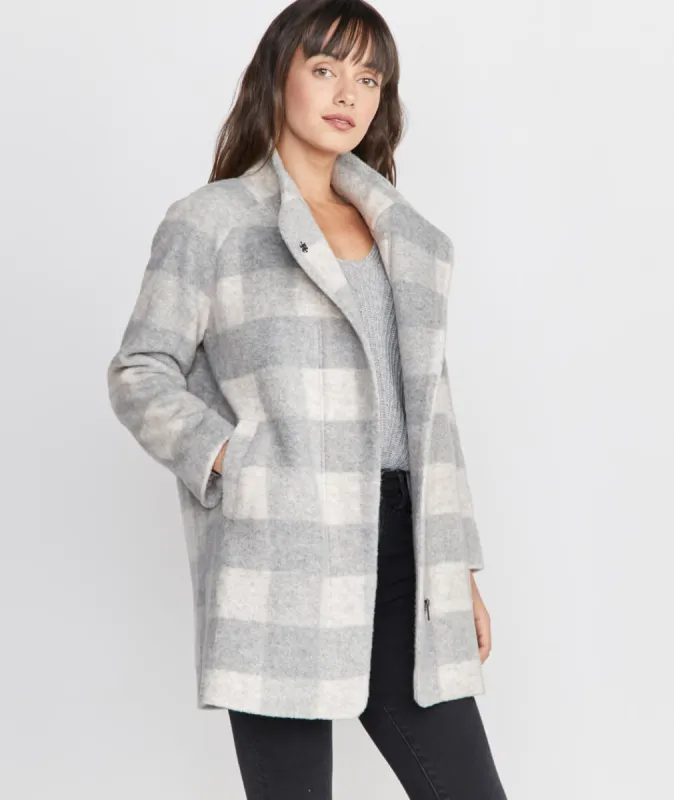 Stephanie Cocoon Coat in Buffalo Check sold by Marine Layer