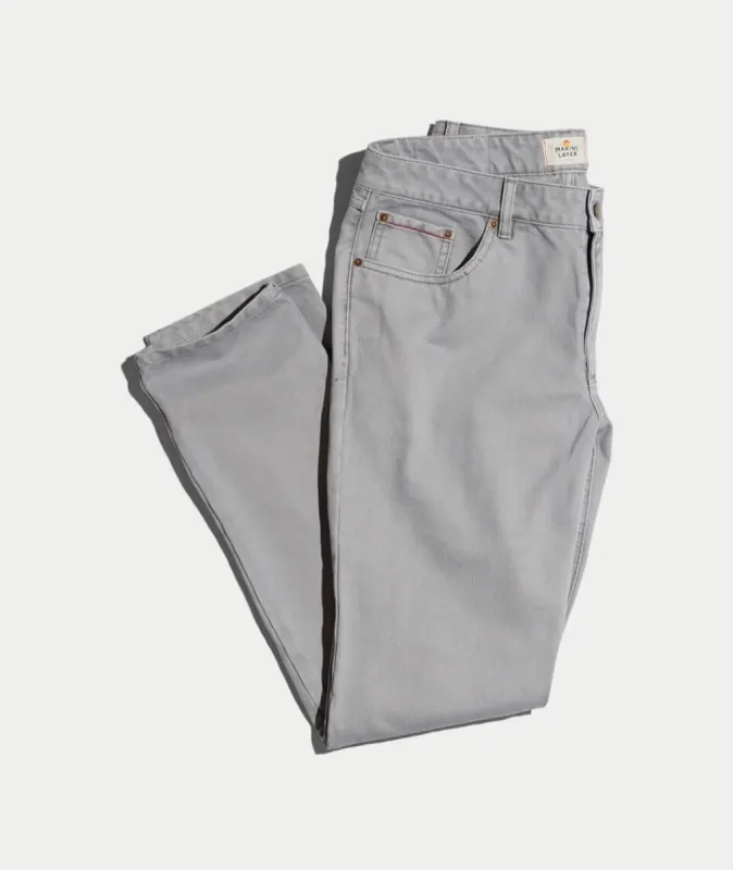Beck 5 Pocket Pant in Mirage Grey sold by Marine Layer