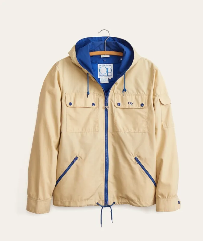 OP Zip Front Cotton Windbreaker in Khaki sold by Marine Layer
