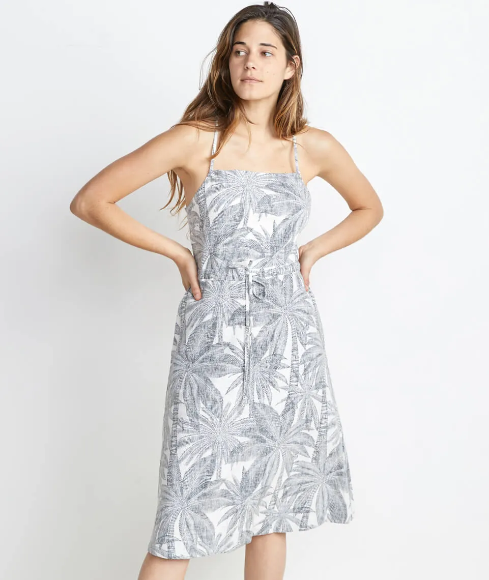 Lily Dress in Geo Palm Print sold by Marine Layer
