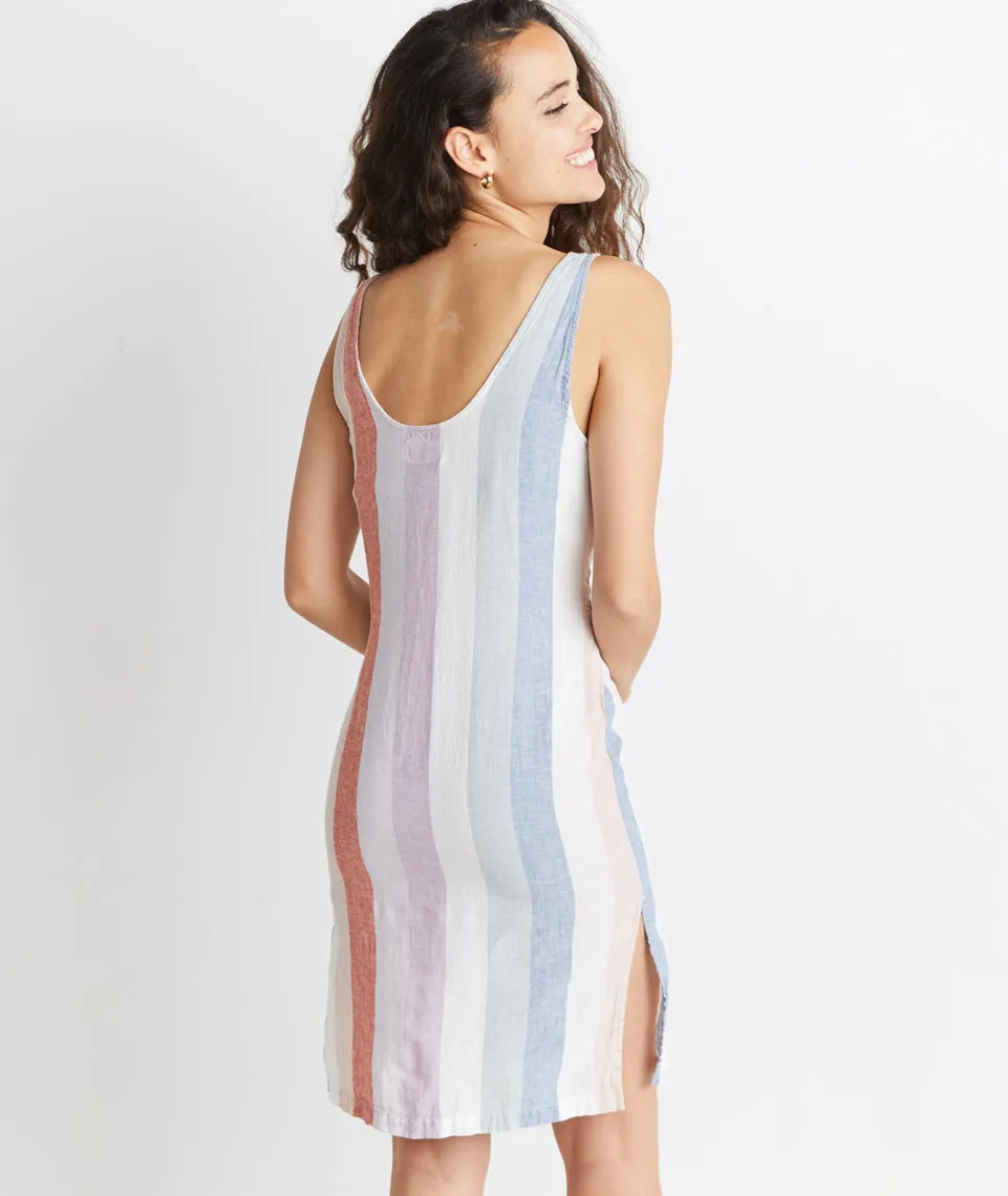 Brea Tie Front Dress in Multi Stripe sold by Marine Layer product image thumbnail 2