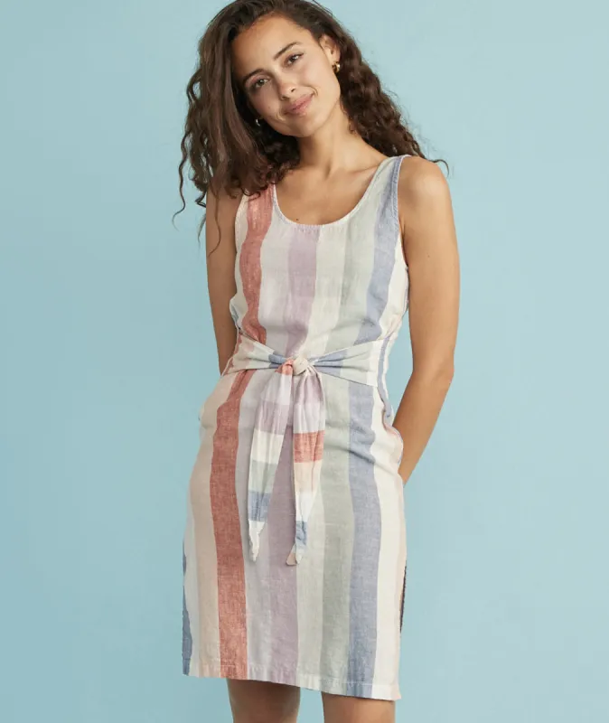 Brea Tie Front Dress in Multi Stripe sold by Marine Layer