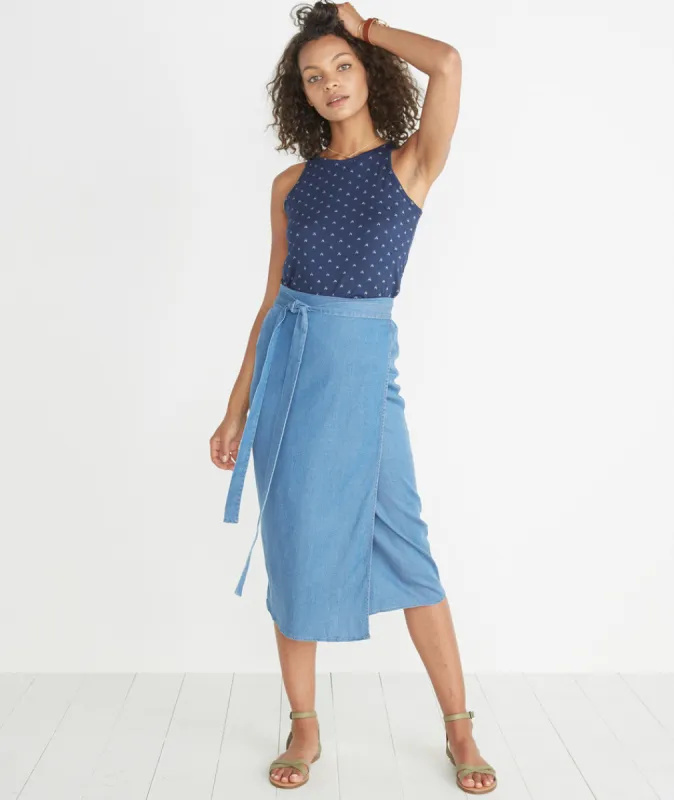 Mila Wrap Skirt sold by Marine Layer