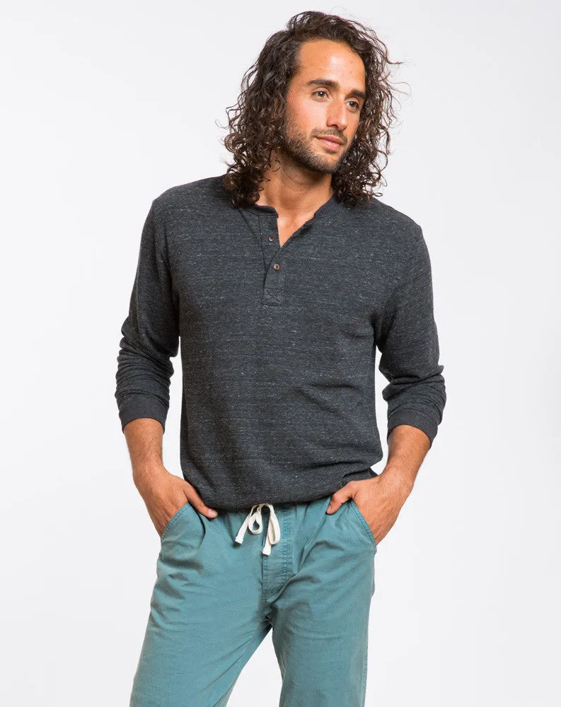 Double Knit Henley - Charcoal sold by Marine Layer