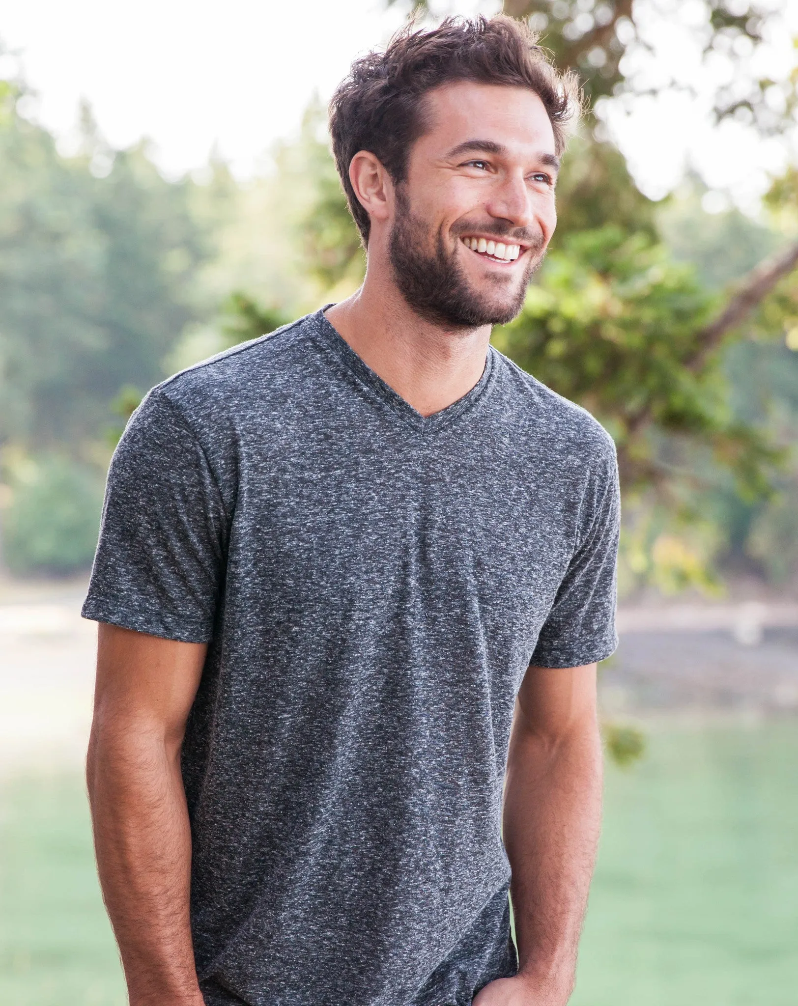 Melange V-Neck Tee - Charcoal sold by Marine Layer product image thumbnail 4