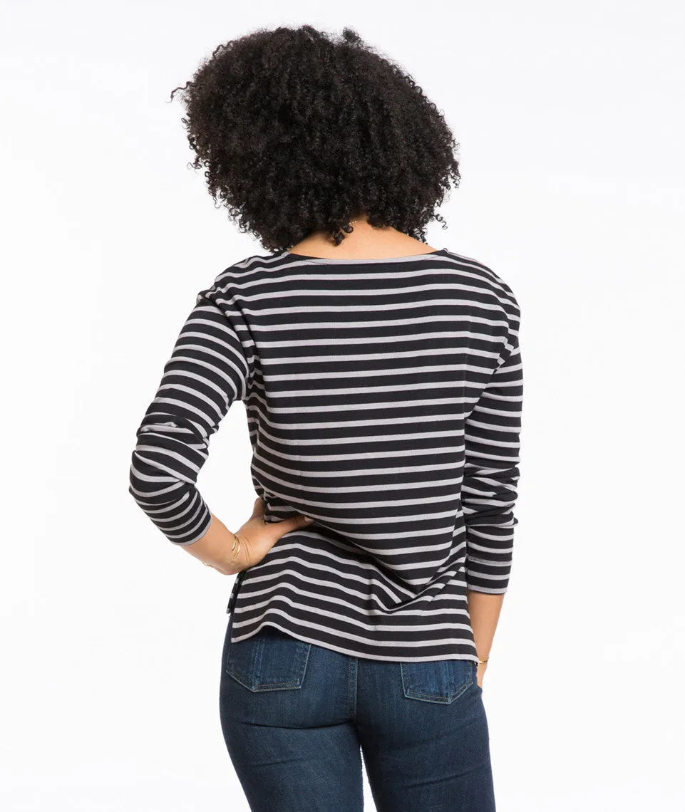 Breton Striped Shirt in Black and Grey sold by Marine Layer product image thumbnail 3