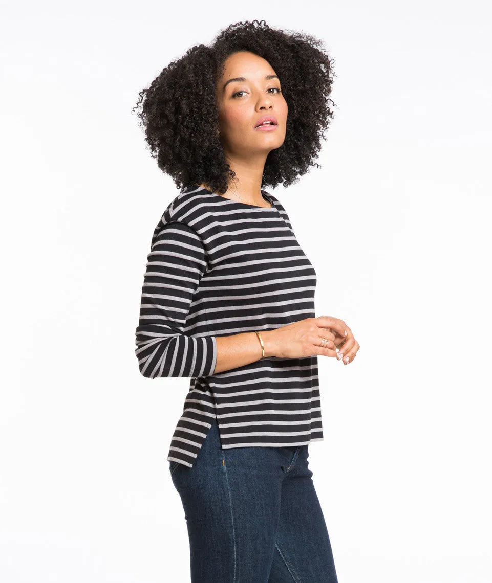 Breton Striped Shirt in Black and Grey sold by Marine Layer product image thumbnail 2