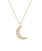 Kris Nations Crescent Moon Pave Charm Necklace in Gold sold by Marine Layer